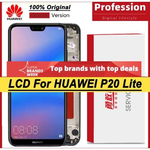 100% Original 5.84'' Display + Frame for Huawei P20 Lite Nova 3e LCD Touch Screen ANE-LX1 ANE-LX3 with Service Pack Repair Parts