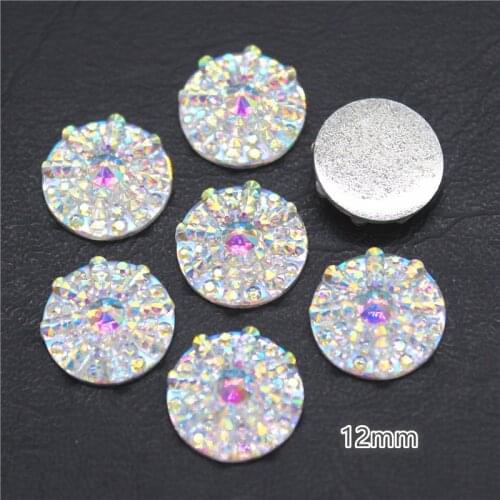 100pcs 12mm Round Bling Crystal AB Resin Rhinestone Flatback Cabochon Stone DIY Home Decoration Crafts Scrapbook