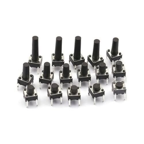 1000pcs 4Pin 6*6 Micro Tact Push Button Switches DIP 6x6x4.3/5/8/10/12/15 MM 4.3mm 5mm 8mm 10mm 12mm 15mm