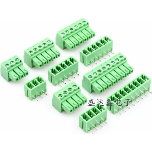 5pairs 15EDG 3.81mm KF2EDG PCB Screw Terminal Block Connector Plug-Pin Right Angle Header Socket 2/3/4/5/6/7/8/9/10/12pin