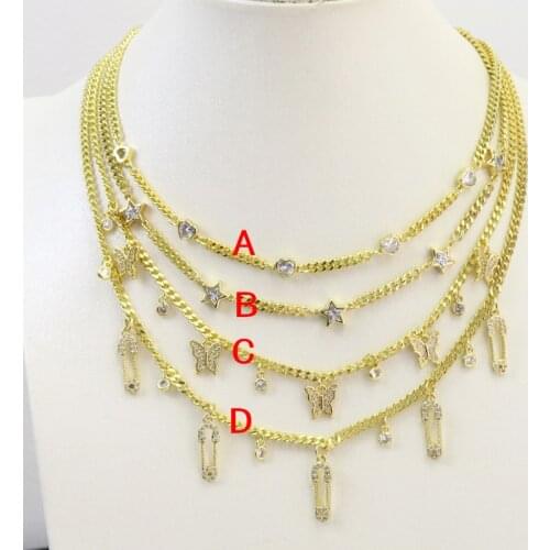 5 Pcs Zircon charms pendant Necklace jewelry Gold color zircon Jewelry charms Necklace jewelry Women Bracelet 8308