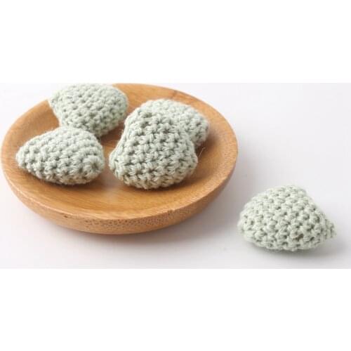 Lets Make Heart Crochet Beads 5PCS Wooden Crochet Cotton Bead In Pink DIY Necklace For Mommy Jewlery Accessories Wooden Teether