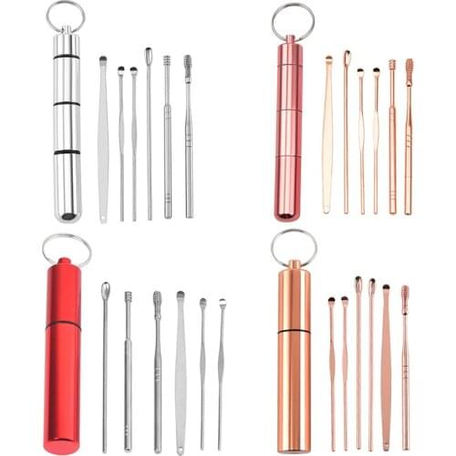 6Pcs Stainless Steel Earpick Ear Cleaner Spoon Ear Care Cleaning Tool Ear Wax Removal Kit Ear Wax Remover Ear Wax Removal Tool