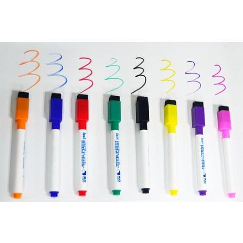 8 Pcs/Lot Color Whiteboard Pen with Tape Brush Childrens Whiteboard Pen Can Wipe Dry Wipe 8 Color Set Whiteboard Pen