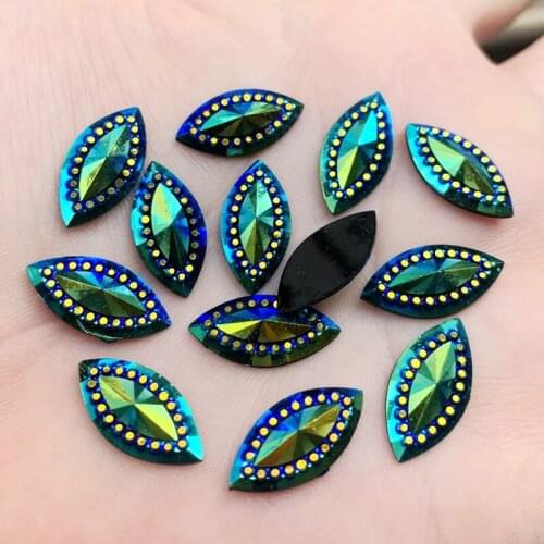 9*18mm resin rhinestone eye flat back wedding resin crafts diy rhinestone 90pcs/lot
