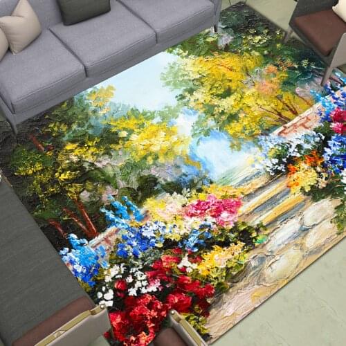 Watercolor Painting Area Rugs Large Colorful Sunflower Floor Mat Home Livingroom Bedroom Decor Print Carpet Rural Life Anti Slip