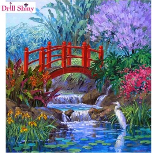 Red Bridge Diamond Mosaic Scenic Pattern Handicraft Diamond Embroidery DIY Wall Decor Unfinished Painting New Years products