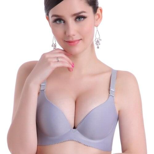 Mozhini A B C big cup bra t shirt Seamless Women Bra lady Wireless Solid 3/4 Cup Sexy Bra Adjustable Straps super push Up Bra