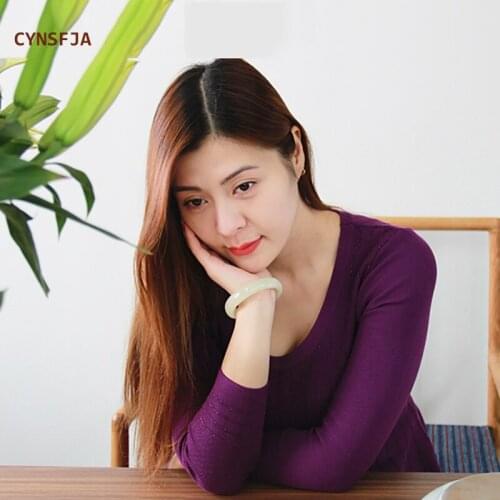 CYNSFJA Real Rare Certified Natural Hetian Jade Nephrite Lucky Amulets Jade Bracelet Bangle 60.8 mm High Quality Best Gifts