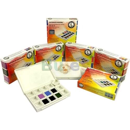 DANIEL SMITH Hand Poured Watercolor,Half Pans,Colors of Inspiration Set with 6 Watercolor Half Pans,9 Empty Half Pan,Travel Case