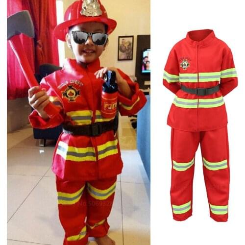 Kids Fireman Uniform Car Tent Children Luxury Firefighter Water Gun Toys Set Carnival Party Boys Girls Sam Cosplay Costumes