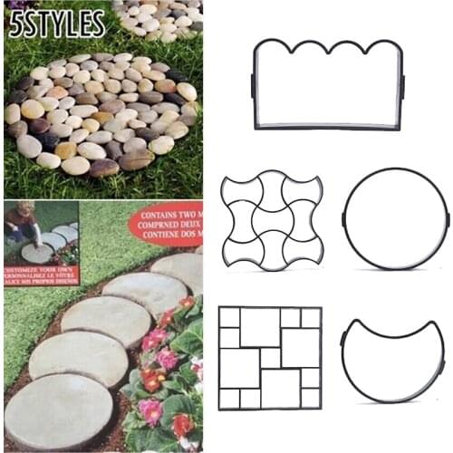 5 Style Garden Pavement Mold Walk Pavement Concrete Mould DIY Paving Cement Brick Stone Road Floor Path Maker Mould