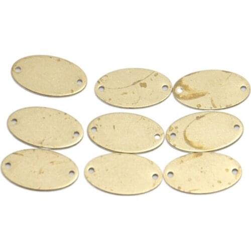 Double Hole Smooth Brass Oval Metal Stamping Material 9*16 mm Necklace Pendant DIY Jewelry Bag Accessories