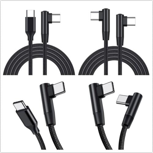 90 Degree Elbow USB Type C to USB C Cable For Samsung Xiaomi Redmi Note 10 8 Macbook 60W Fast Quick Charger Cord PD Type-c Cable
