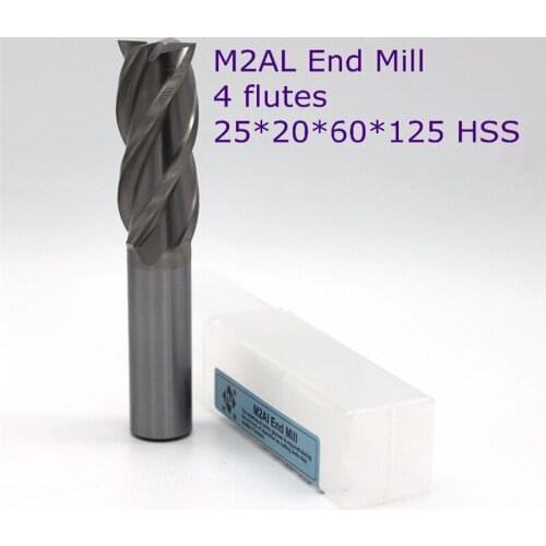 Router bit 5 pcs of 25*20*60*125 with 4 Flute HSS M2AL end mill for CNC milling machine tools mills cutter