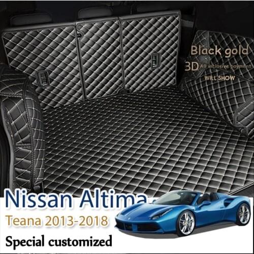 Custom Leather Car Trunk Mats For Nissan Altima Teana 2013-2018 Rear Trunk Floor Mat Tray Carpet Mud