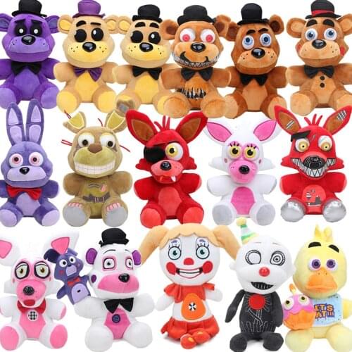 18cm FNAF Freddyed Fazbear Plush Toys Doll Golden Bear Nightmare Cupcake Foxy Balloon Boy Clown Stuffed Doll