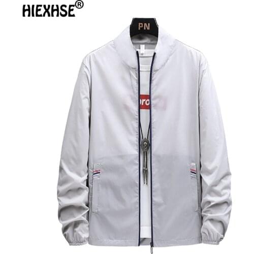 Summer Men Sun Protection Jacket Casual Men Thin Jacket Breathable Sportswear Jacket Men Slim Jacket Clothing Pocket Printing
