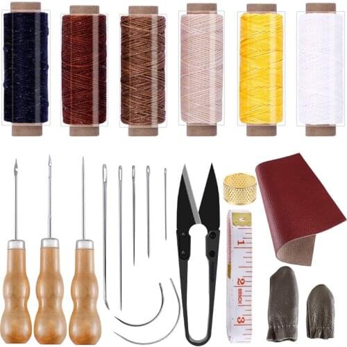 LMDZ Convenient Leather Craft Sewing Kit 22Pieces Leather Sewing Repair Kit with Simple Method for Beginner-Leather Sewing Tools