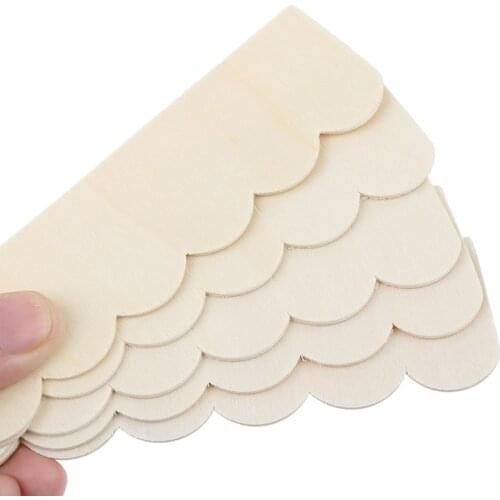 12pcs/bag 1:12 Dollhouse Miniature Wood Roof Tiles House Decoration Accessories Wooden Tiles