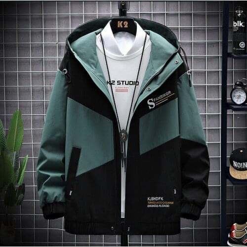 Fashion Autumn Men Patchwork Jacket Streetwear Harajuku Bomber Coat 2020 Winter Mens Hip Hop Windberaker Hooded Casual Jackets