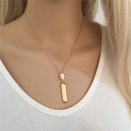 Trendy Gold Color Plating Irregualr Bar Pendant Necklace For Women Girl Bohemia Trendy Chic High Quality Special Jewelry