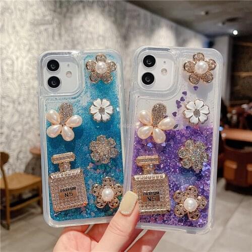 3D Bling Glitter Diamond Quicksand Liquid Dynamic Case for IPhone 12 11 Pro Max XS XR X Mini 8 7 6 6S Plus SE 2 2020 Soft Cover
