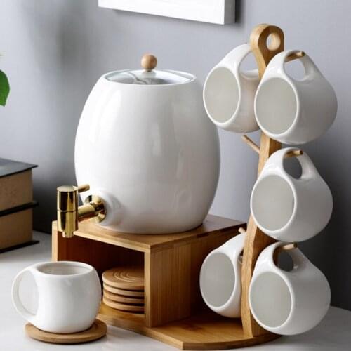 Large-capacity hanging cup water set, high temperature resistant, white porcelain kettle with copper faucet