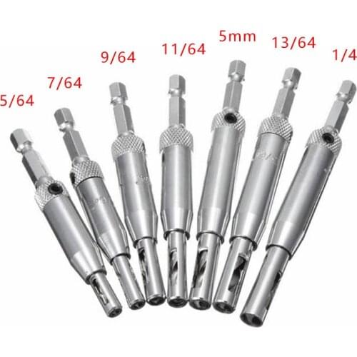 4/7pcs HSS Self Centering Hinge Drill Bits Set Door Cabinet 5/64" 7/64" 9/64" 11/64"
