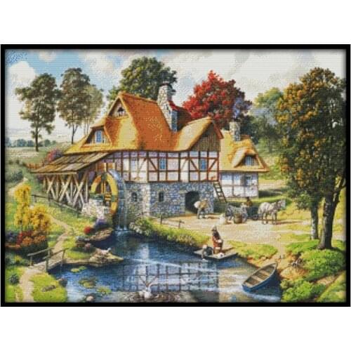 Mill Counted Cross Stitch Patterns Kits Printed Fabric 14CT 66x52CM Landscape Needlework Sets DIY Embroidery Home Decor Painting
