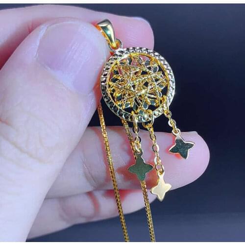 New 18K Yellow Gold Pendant AU750 Gold network Tassels Necklace Pendant