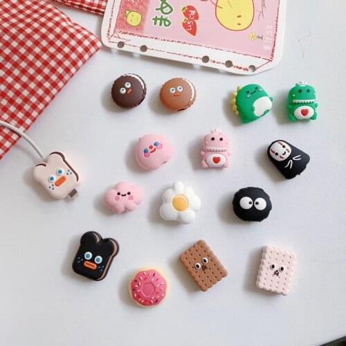 New Cable Accessory Cable Animal Doll Bites Cartoon USB Charger Data Cable Cord Protector For iphone 8 7 6 USB cable protection
