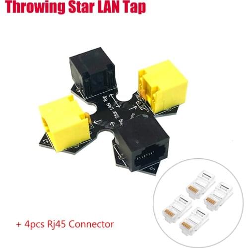 Passive Ethernet tap Throwing Star LAN Tap Network Packet Capture Mod Replica Monitoring Ethernet Communication Rj45 Connector