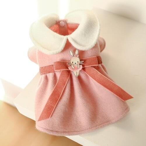 Pet Dress Autumn New Warm Doll Collar Dog Cat Costume Ballet Rabbit Woolen Princess Skirt for Dogs