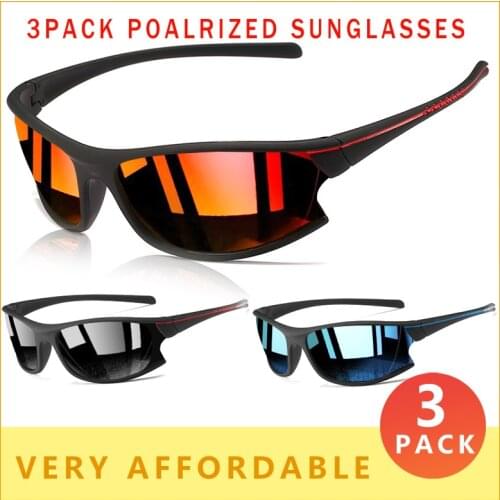 3 PACK Polarized Sunglasses Men Fashion Sport Style Sun Glasses Ultralight Eyeglasses Frame Outdoor Sports Goggles Male N7