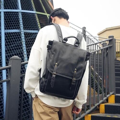 British Retro Style Student Backpack New Leather PU Waterproof Men Women Travel Laptop Bag Fashion Casual Large Capacity Daypack