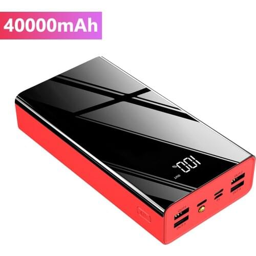 40000mAh Power Bank 4 USB 2.1A Fast Charging Powerbank Type-C External Battery Charger For iPhone12 11 Samsung Xiaomi Powerbank