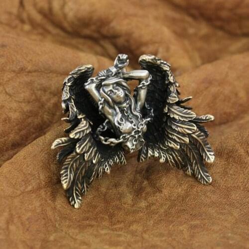 High Details 925 Sterling Silver Sexy Angel Brass Wing Andromeda Pendant TA82B