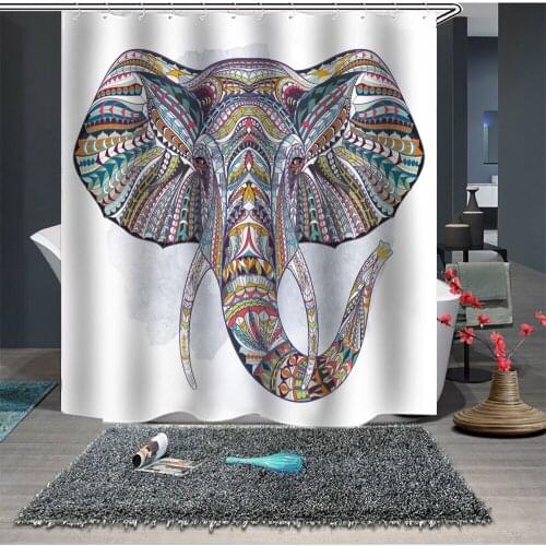 Custom Made Shower Curtain Bathroom Curtain Partition 1.5 x 1.8m 1.8 x 1.8m 1.8 x 2m Elephant