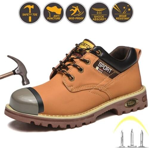 Steel Toe Safety Boots Men Work Shoes Anti-Smashing Puncture-Proof Indusstrial Safety Shoes Women Anti-Slip Ankle Work Boots Man