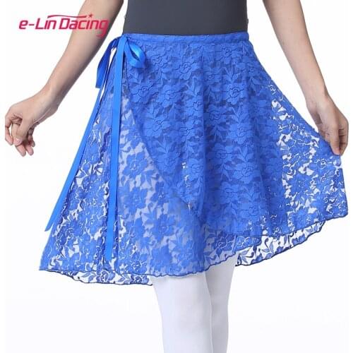 Women Dancewear Lace-Up Asymmetrical Sheer Chiffon Wrap Long Tutu Ballet Skirt Adult Gymnastics Dress Dance Costume
