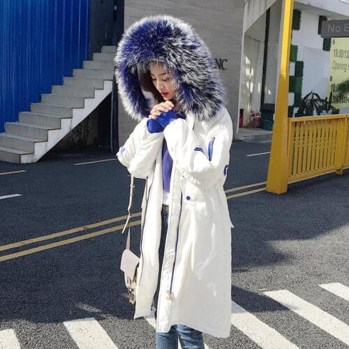 Winter fashion brand good quality big real fur collar duck down coat female zipper stitching long hooded warm down parkas wq158