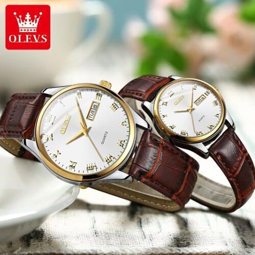 OLEVS Gold Wrist Watch Men Watches Lady Top Brand Luxury Quartz Wristwatch For Lovers Fashion Dress Clock Relogio Masculino