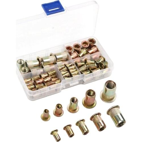 100Pcs M3 M4 M5 M6 M8 Rivet Set Zinc Plated Carbon Steel Rivets Threaded Rivet For Metal Plates Tubes Fasteners Tools Kit