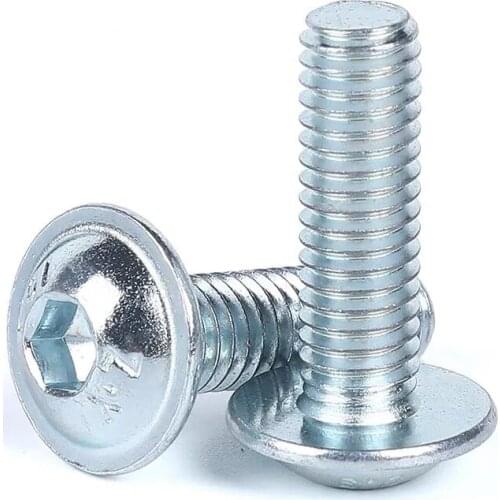 100Pcs M4 M5 M6 M8 GB7380 Grade 10.9 Galvanizing Hexagon Socket Button Head Screws With Collar Bolt