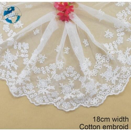 18cm width cotton embroid lace sewing ribbon guipure trims doll lace warp knitting DIY Garment Accessories wedding lace#3880