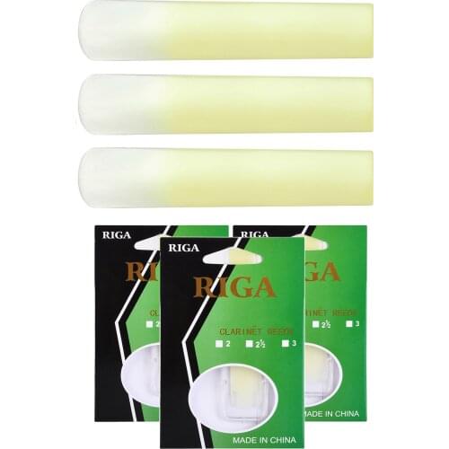RIGA 3pcs Clarinet Resin Reeds Synthetic Resin Reeds Part Replacement for Clarinet Accessories Strength 2.5 / 1.5 / 2.0