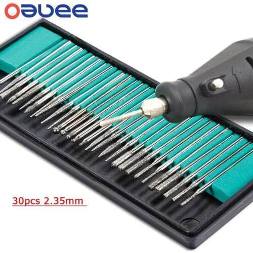 30pcs 2.35mm Shank Diamond Burs Set With Box For Dremel Electric Grinder Power Tool Accessories Abrasive Tools dropshipping
