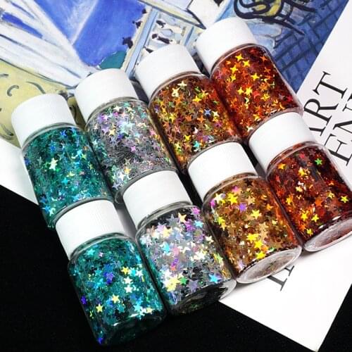 3D Mirror Gold Sequins for Nail Art Glitter Five-pointed Star Paillette Flakes Sparkling Pigment Powder Manicure Decoration Tips