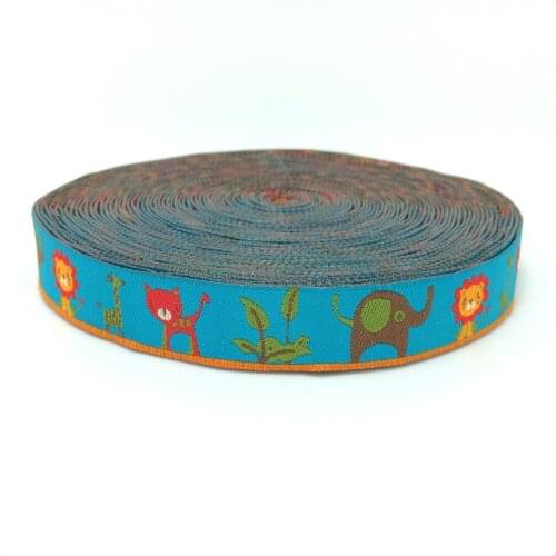 5/8" 16mmX10yards/lot Cartoon ribbon Zakka handmade accessories laciness Jacquard Ribbon withwild Lions, elephants, giraffes